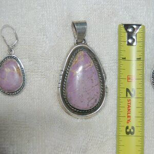 Lepidolite Pendent and earrings set in silver
